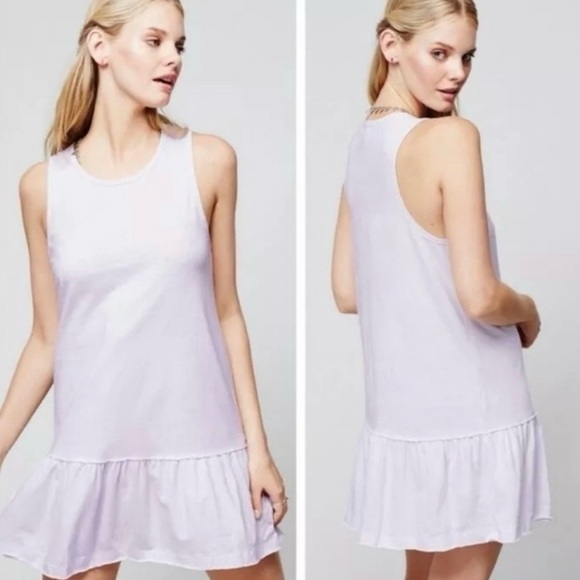 Free People Dresses & Skirts - NWT Free People Beach Sleeveless Cotton Peplum Dress Size L Dropped Waist Casual